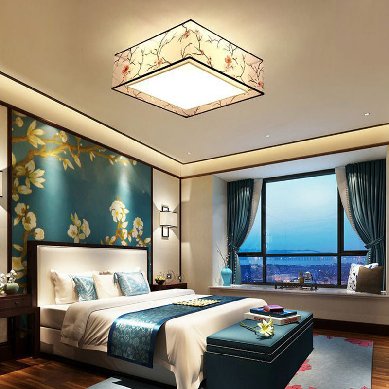 Luz de techo sombreada de tela, techo de Sala de estar tradicional incrustado en blanco