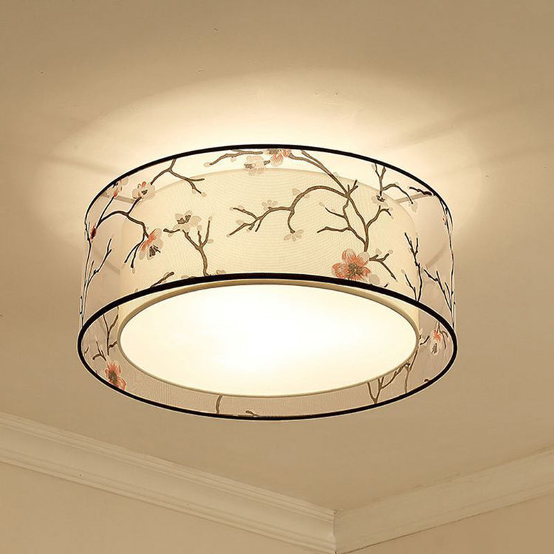 Luz de techo sombreada de tela, techo de Sala de estar tradicional incrustado en blanco