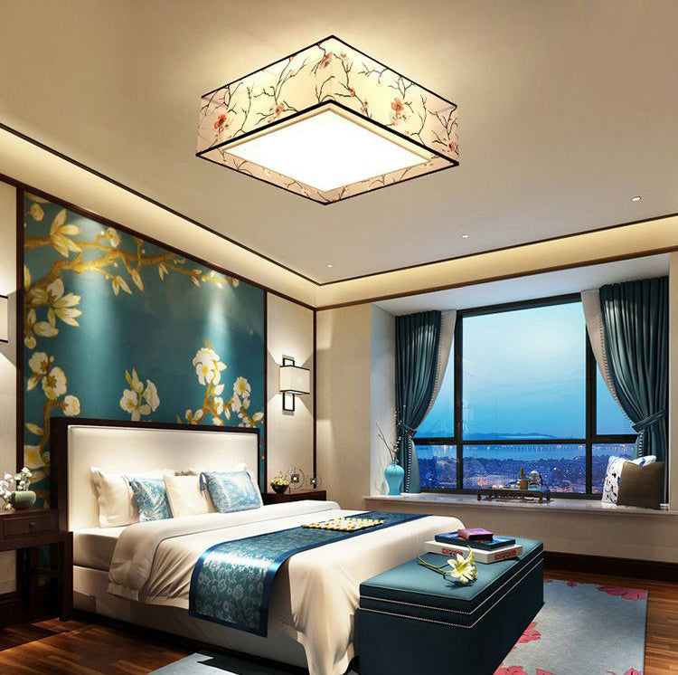 Luz de techo sombreada de tela, techo de Sala de estar tradicional incrustado en blanco