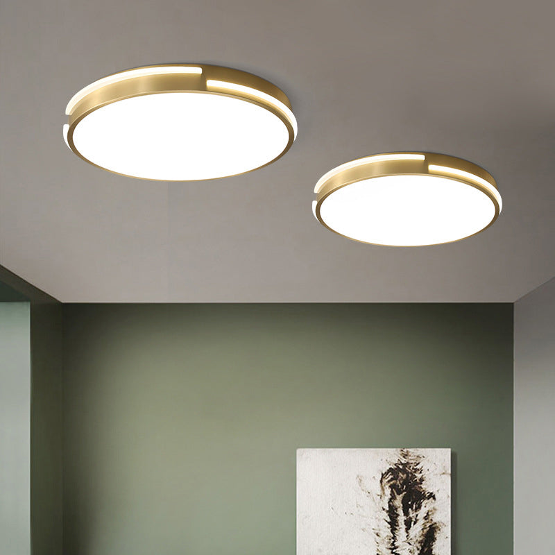 Lampada da soffitto moderna e minimalista in metallo con montaggio a incasso Illuminazione a LED a forma rotonda dorata per camera da letto