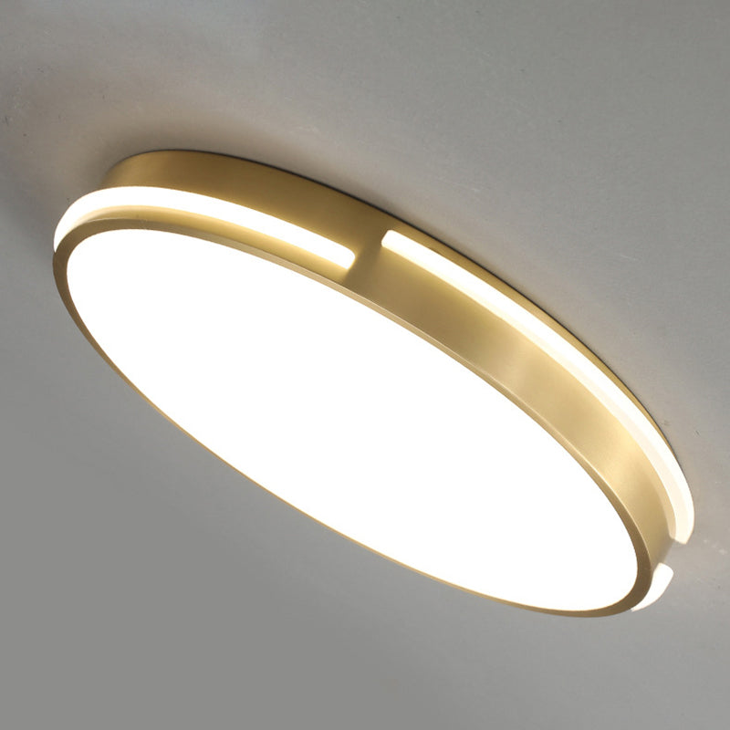 Lámpara de techo de montaje empotrado de Metal minimalista moderna, iluminación LED de montaje empotrado de forma redonda dorada para dormitorio