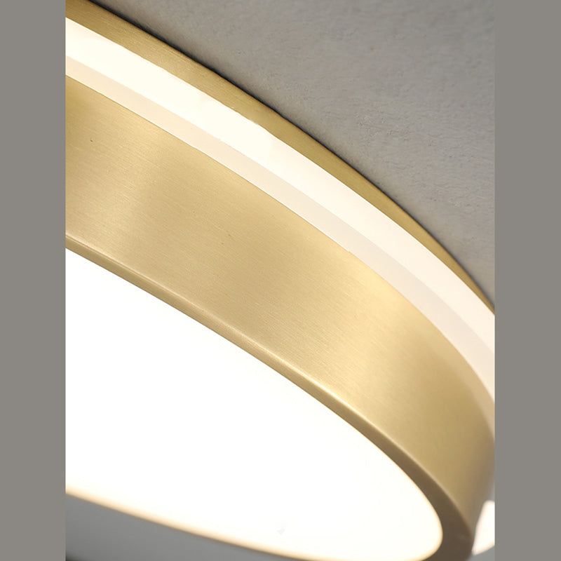 Lámpara de techo de montaje empotrado de Metal minimalista moderna, iluminación LED de montaje empotrado de forma redonda dorada para dormitorio