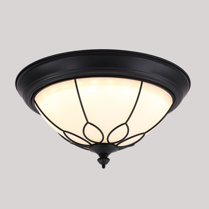 American Ceiling Light 1 Head Frosted Glass Lampshade Painted Ceiling Tray Bedroom Ceiling Lamp