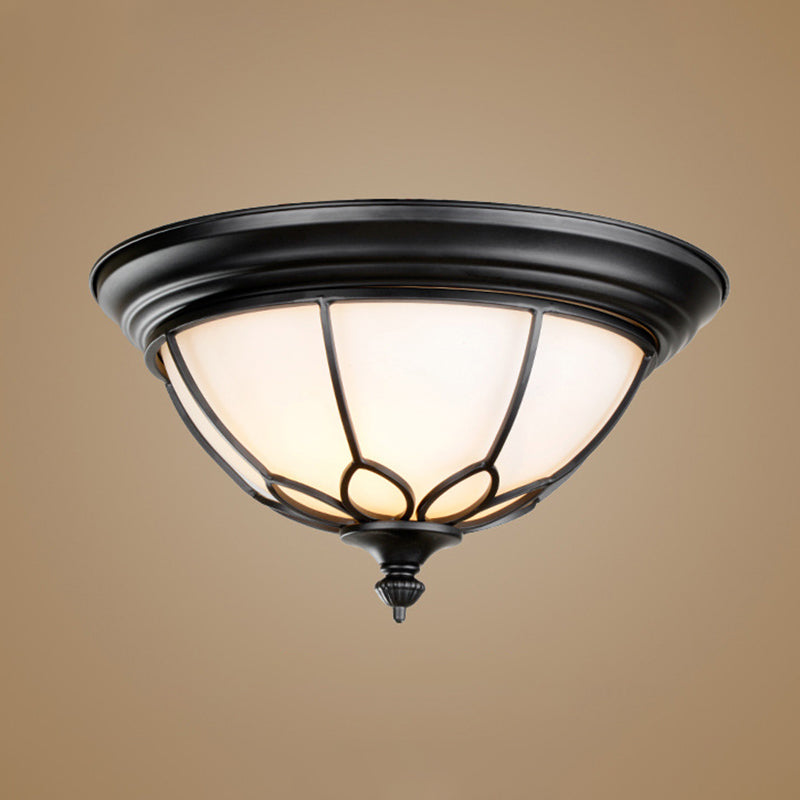 American Ceiling Light 1 Head Frosted Glass Lampshade Painted Ceiling Tray Bedroom Ceiling Lamp