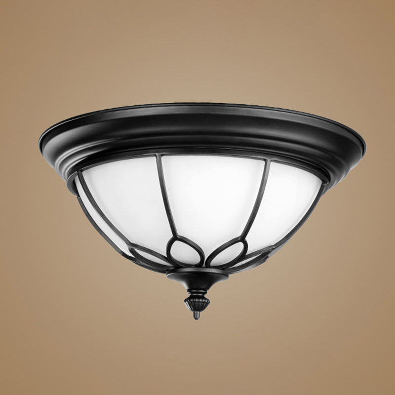 American Ceiling Light 1 Head Frosted Glass Lampshade Painted Ceiling Tray Bedroom Ceiling Lamp