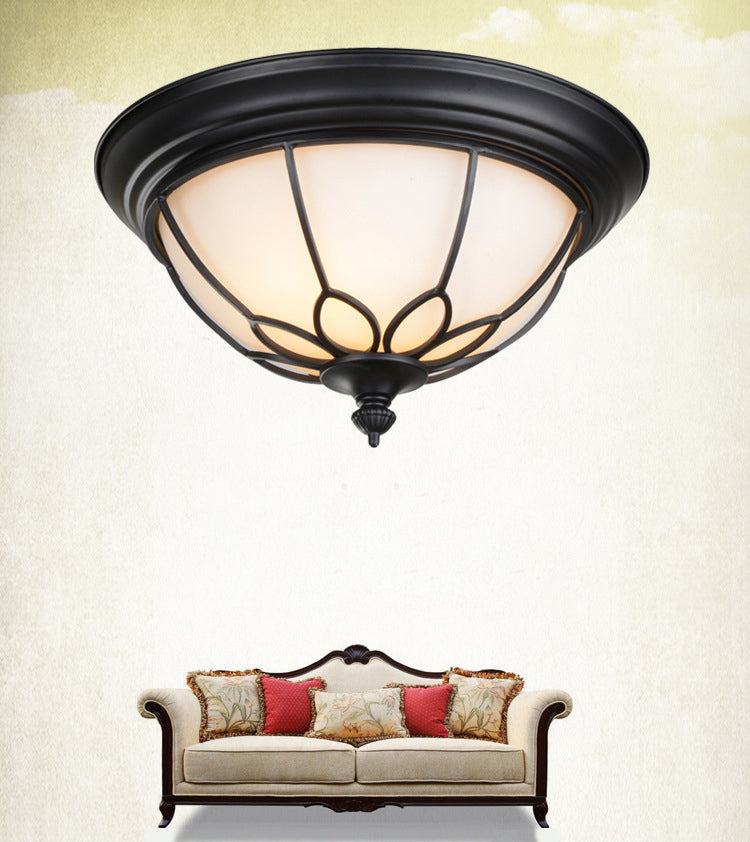 American Ceiling Light 1 Head Frosted Glass Lampshade Painted Ceiling Tray Bedroom Ceiling Lamp