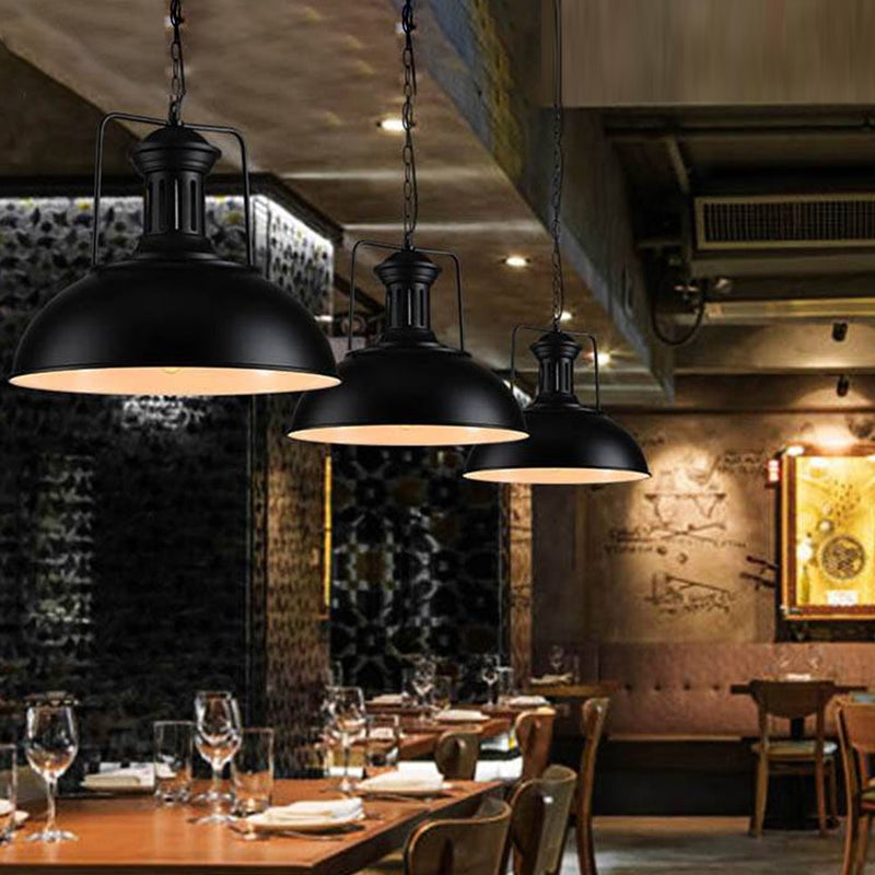 1 Light Dome Pendant Industrial Metal Ceiling Pendant with Hanging Chain for Bar