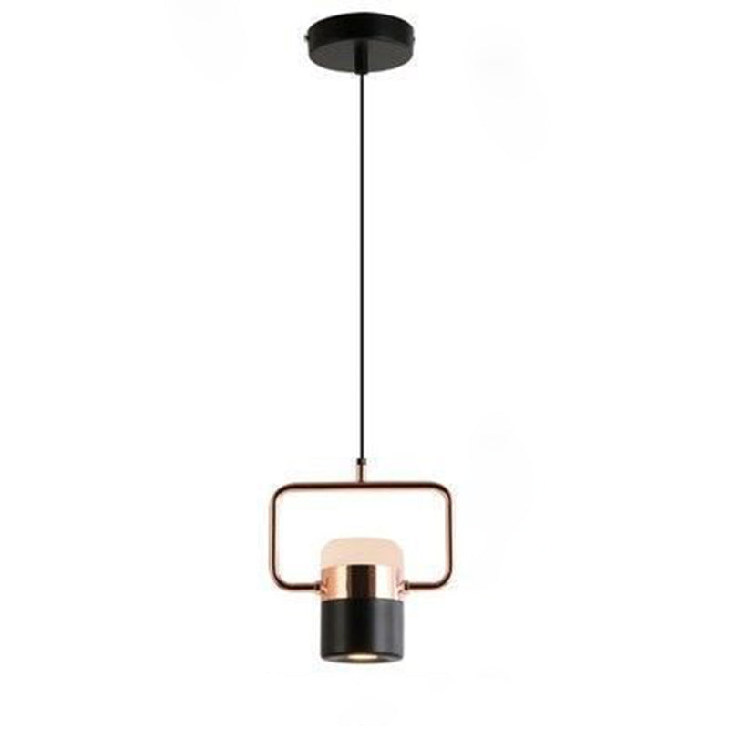 Cilindrische hanger lamp Moderne minimalistische metalen hanglamp met rechthoekige ring voor eetkamer