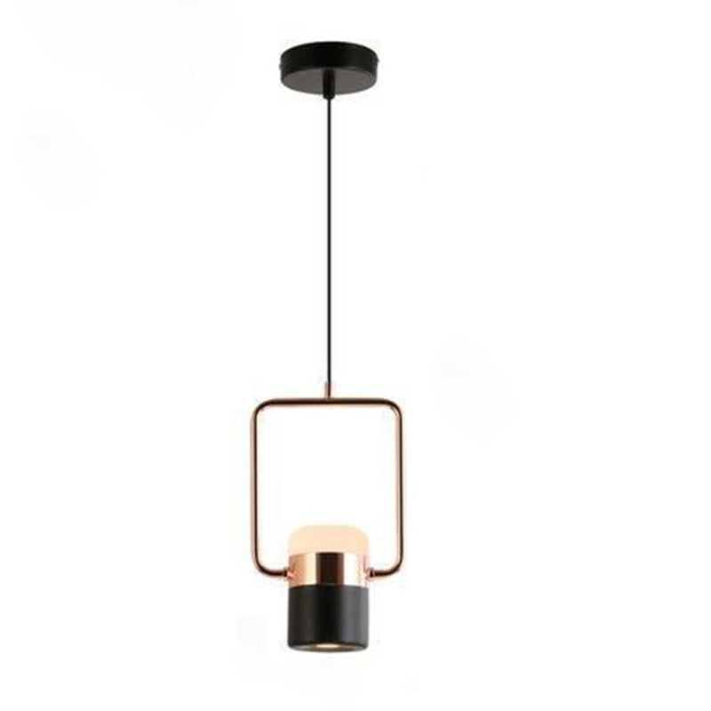 Zylindrische Anhängerlampe moderne minimalistische Metallhängelampe mit Rechteckring für Esszimmer