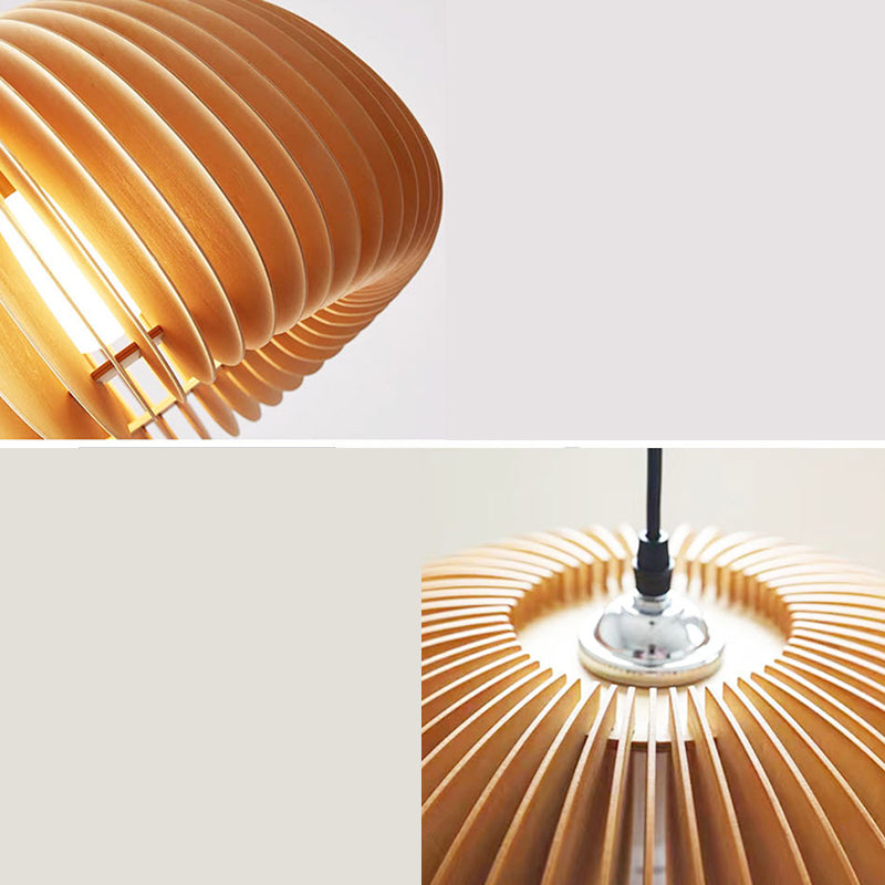 Luz colgante de calabaza de madera beige Minimalista Minimalista 1 Lámpara de techo de restaurante ligero Lámpara de techo