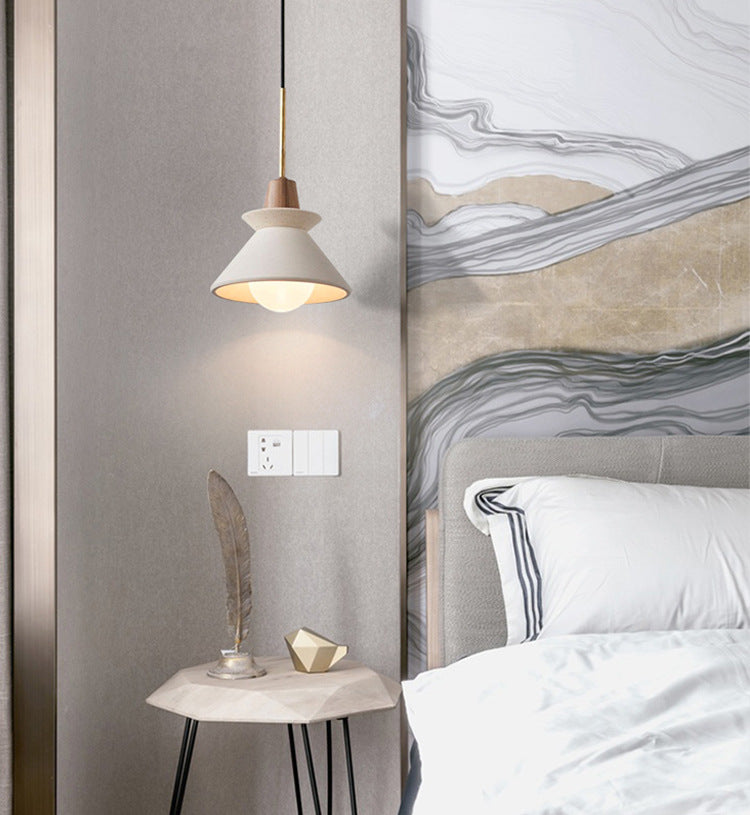 Nordic Simple Cement Single Head Chandelier Hardware Boom Wooden Lamp Holder for Bedroom Headboard