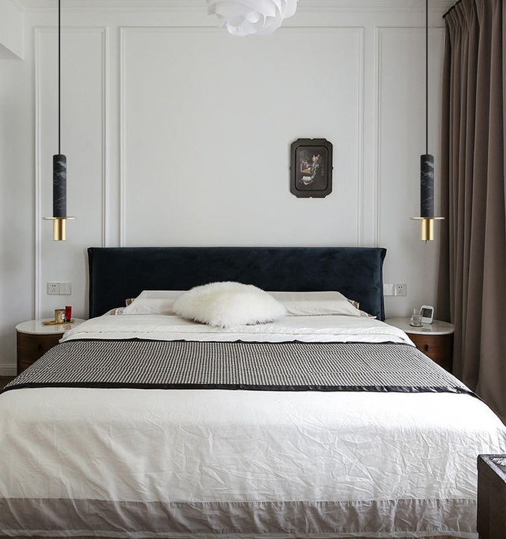 Nordic Modern Long Cylindrical Shape Pendant Light Stone Small Suspension Light  for Living Room