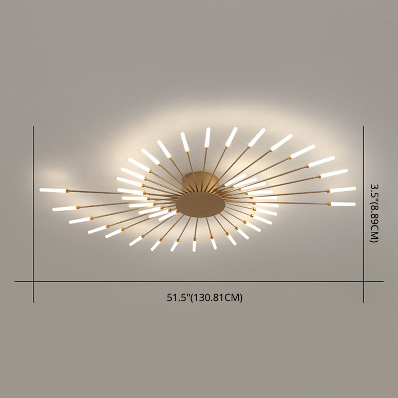Multi-head Sputnik Semi-ceiling Light Modern Acrylic Semi Flushmount Ceiling Light for Bedroom