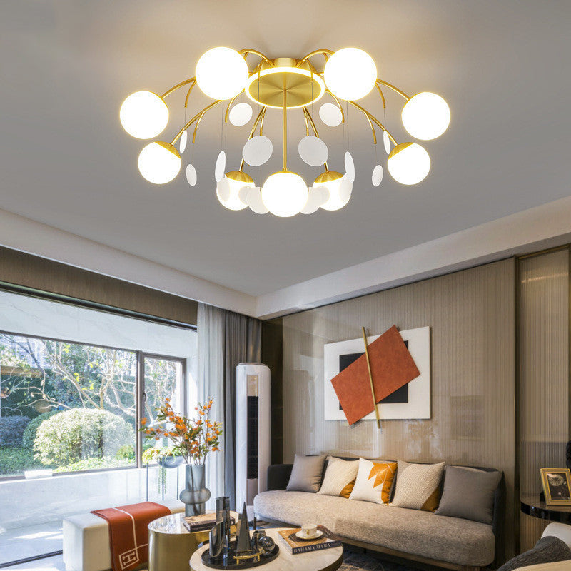 Modern Style Globe Semi Flush Mounted Ceiling Light Sputnik LED Ceiling Light with White Glass Shade