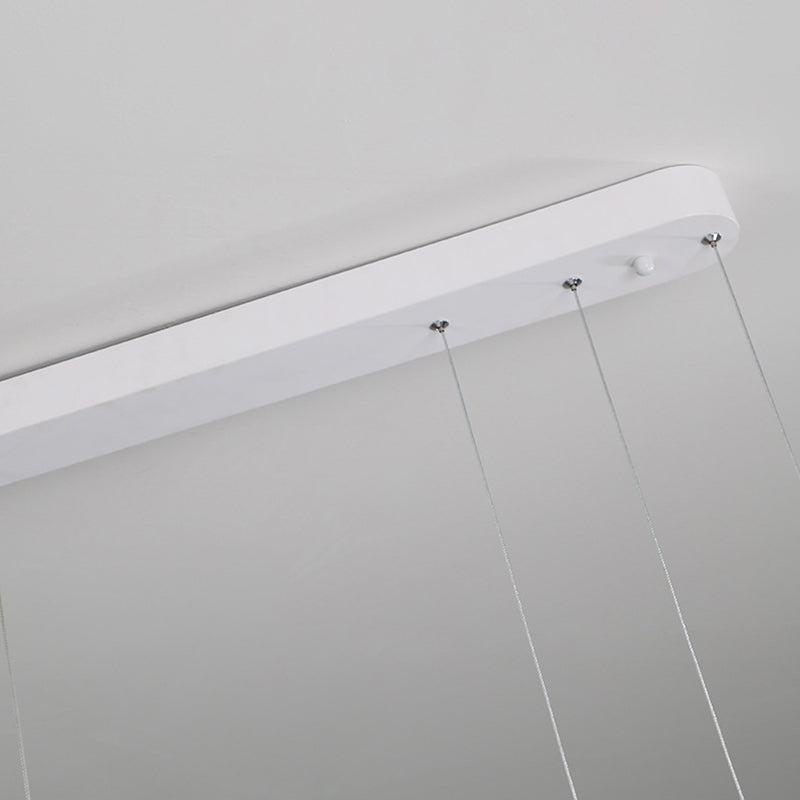 Weißer Halo -Ring Kronleuchter Anhänger Minimalist Metall LED Hängende Licht für Wohnzimmer