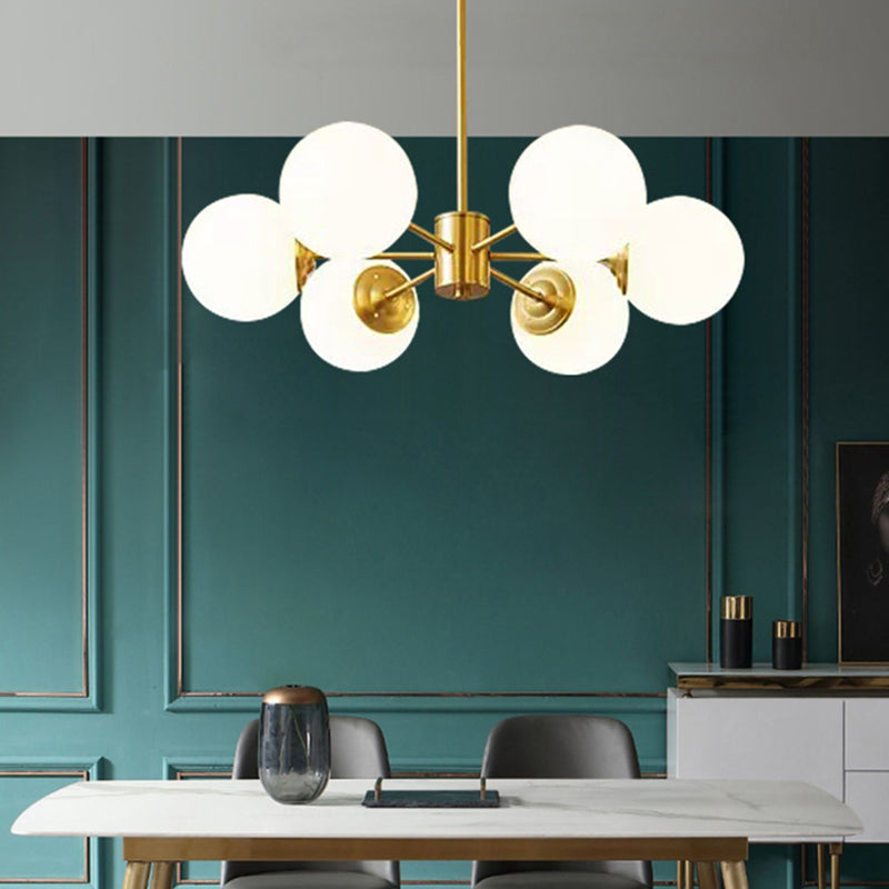 Lampada lampadina a forma molecolare dorata Ombrata di vetro bianco sfera moderno Stile semplicità Stile per sala da pranzo
