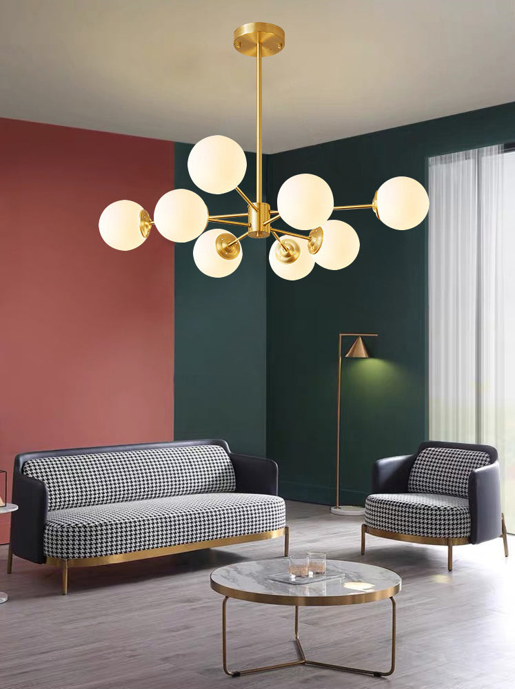 Lampada lampadina a forma molecolare dorata Ombrata di vetro bianco sfera moderno Stile semplicità Stile per sala da pranzo