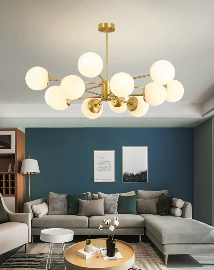 Lampada lampadina a forma molecolare dorata Ombrata di vetro bianco sfera moderno Stile semplicità Stile per sala da pranzo