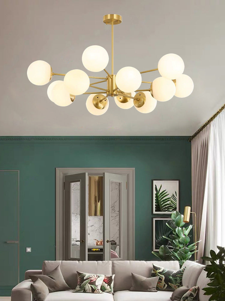 Lampada lampadina a forma molecolare dorata Ombrata di vetro bianco sfera moderno Stile semplicità Stile per sala da pranzo