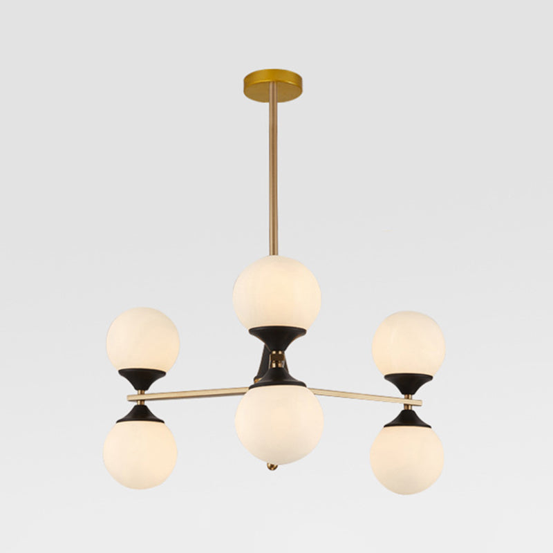 Noordse stijl creatief glas orb kroonluchter gouden eetkamerverlichting met 19,6 "verstelbare ophangstang