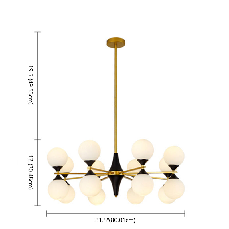 Nordic Style Creative Glass Orb Chandelier Golden Dining Room Lighting Fixture with 19.6" Adjustable Suspension Rod