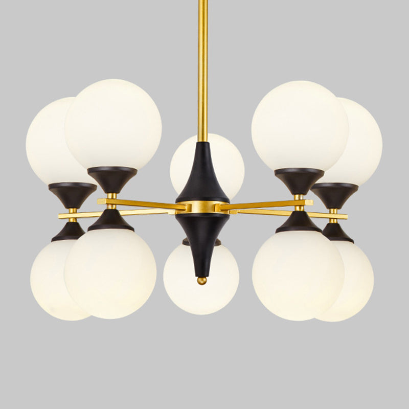 Nordic Style Creative Glass Orb Chandelier Golden Dining Room Lighting Fixture with 19.6" Adjustable Suspension Rod