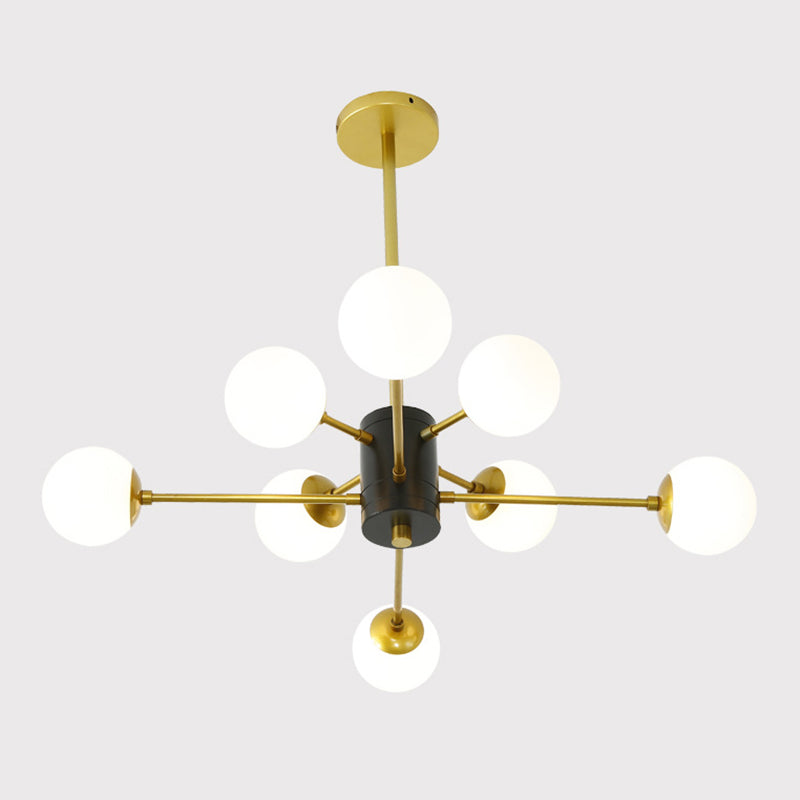 Golden Bedroom Molecular Shape Chandelier Milk White Glass Orb Nordic Simplicity Suspension Lighting Fixture