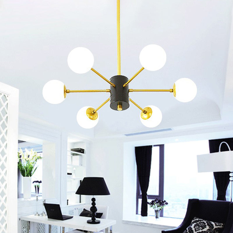 Golden Bedroom Molecular Shape Chandelier Milk White Glass Orb Nordic Simplicity Suspension Lighting Fixture