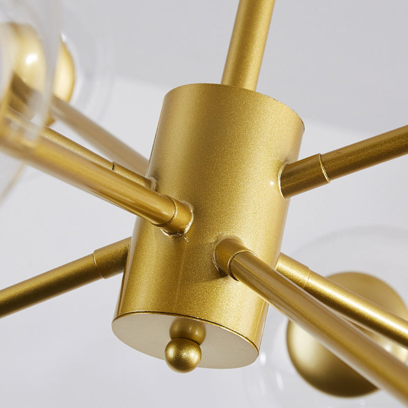 Lampadario in metallo in stile nordico in vetro trasparente in vetro sfumatura molecolare Modellazione molecolare Ciondolo per soggiorno