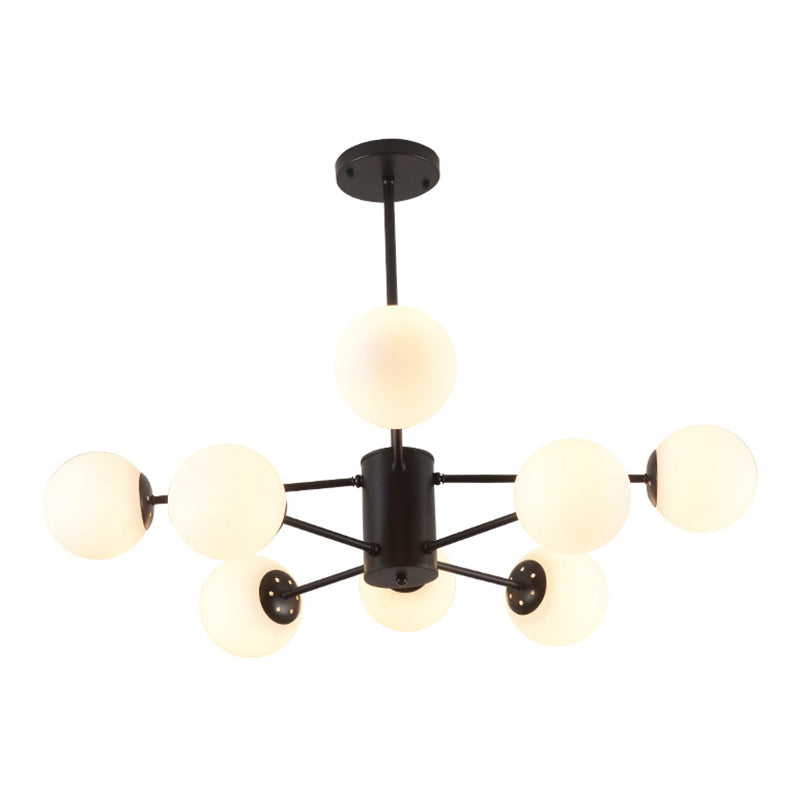 Lámpara de lámpara de vidrio de hierro forjado negro luces múltiples de estilo nórdico luz colgante para comedor