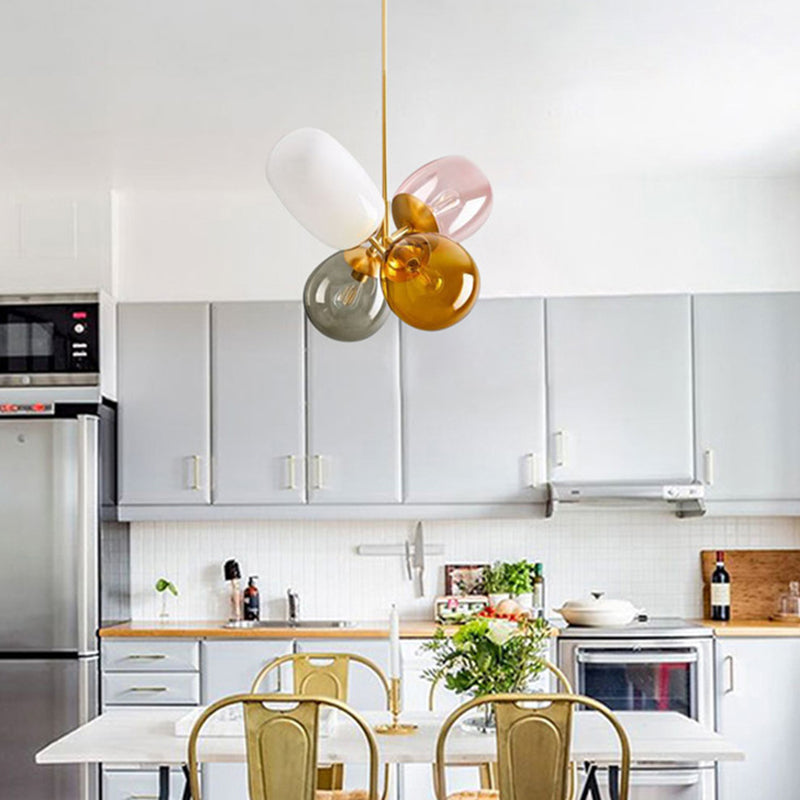 Buntes Glasschatten 4-leichter Anhängerlampe postmoderner Kunst dekorativ