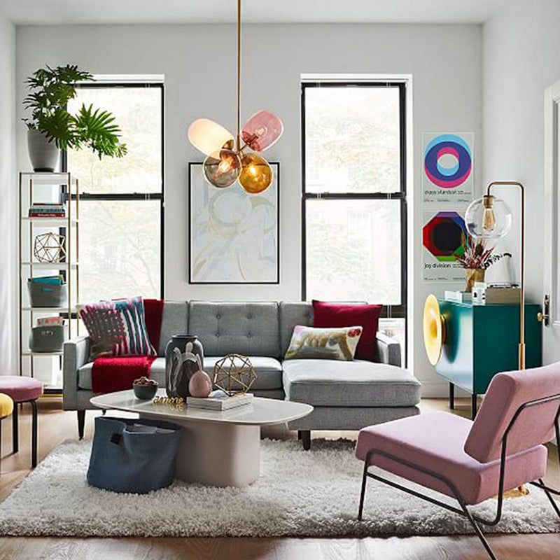 Buntes Glasschatten 4-leichter Anhängerlampe postmoderner Kunst dekorativ