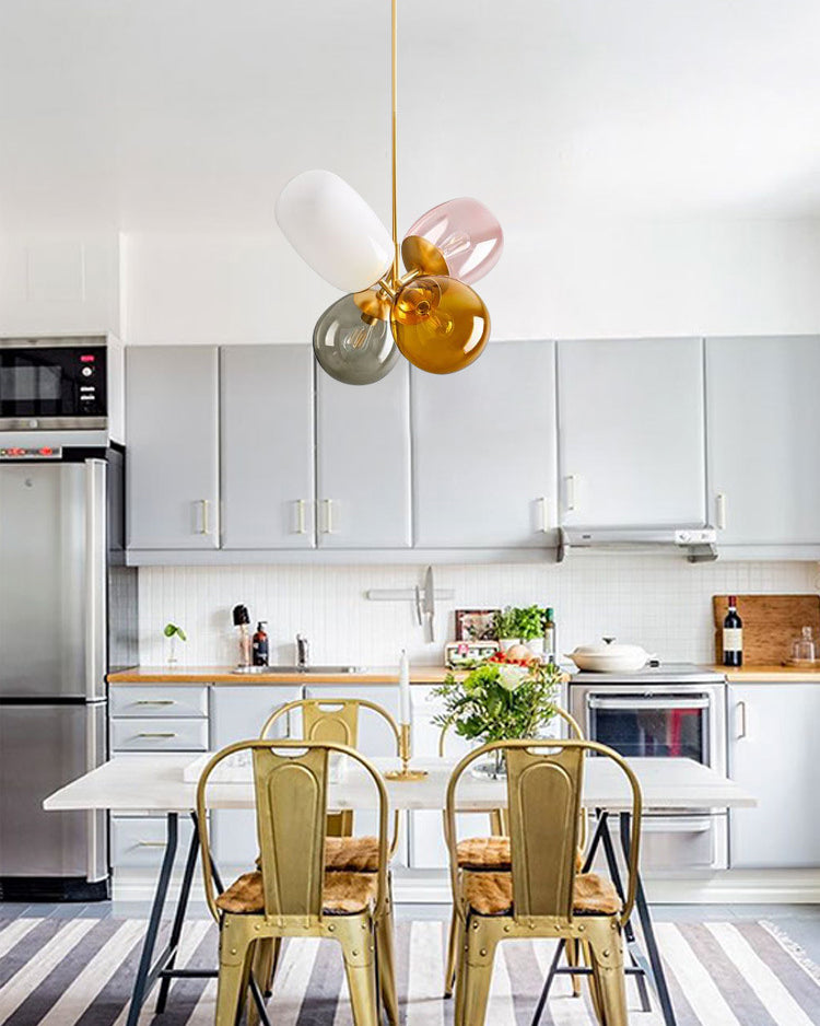 Buntes Glasschatten 4-leichter Anhängerlampe postmoderner Kunst dekorativ