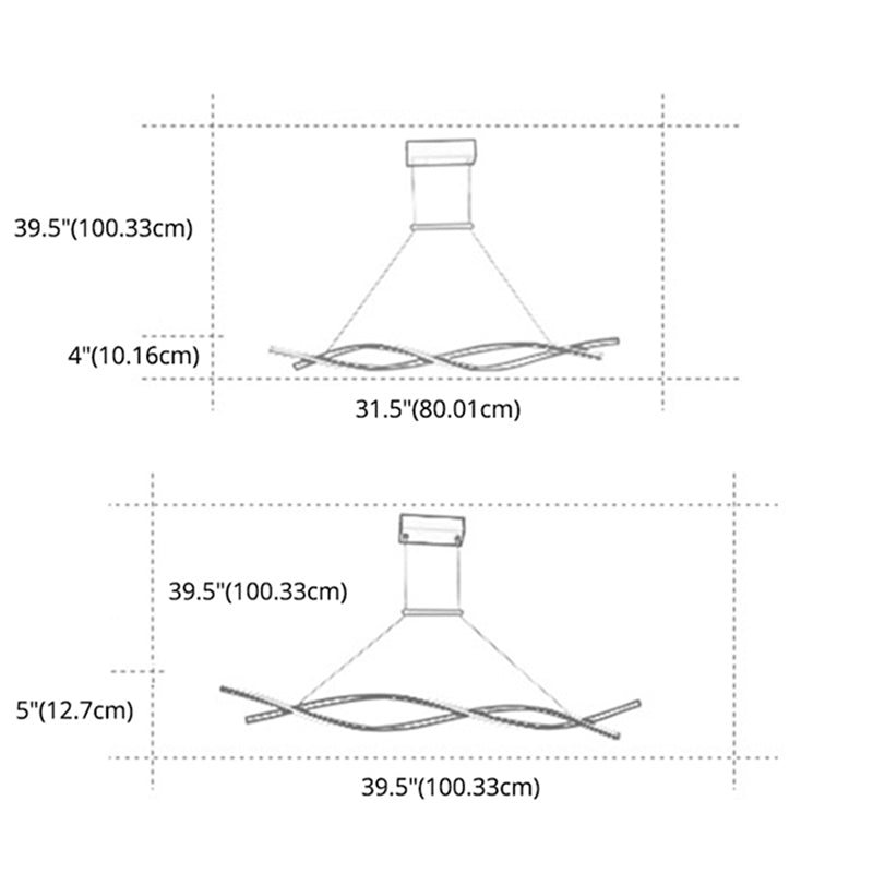 Minimalist LED Island Light Nordic Style Winding Lines Suspension Lighting Fixture for Kitchen Bar
