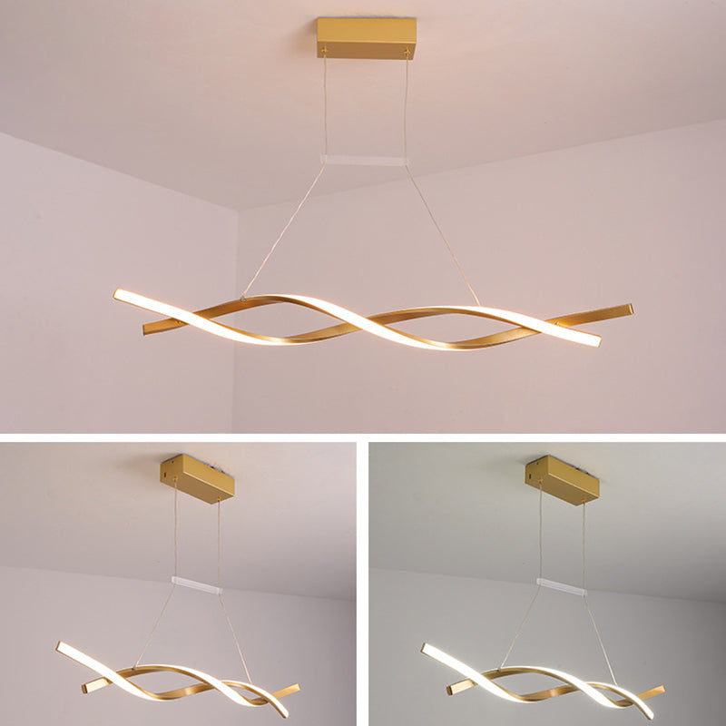 Minimalist LED Island Light Nordic Style Winding Lines Suspension Lighting Fixture for Kitchen Bar