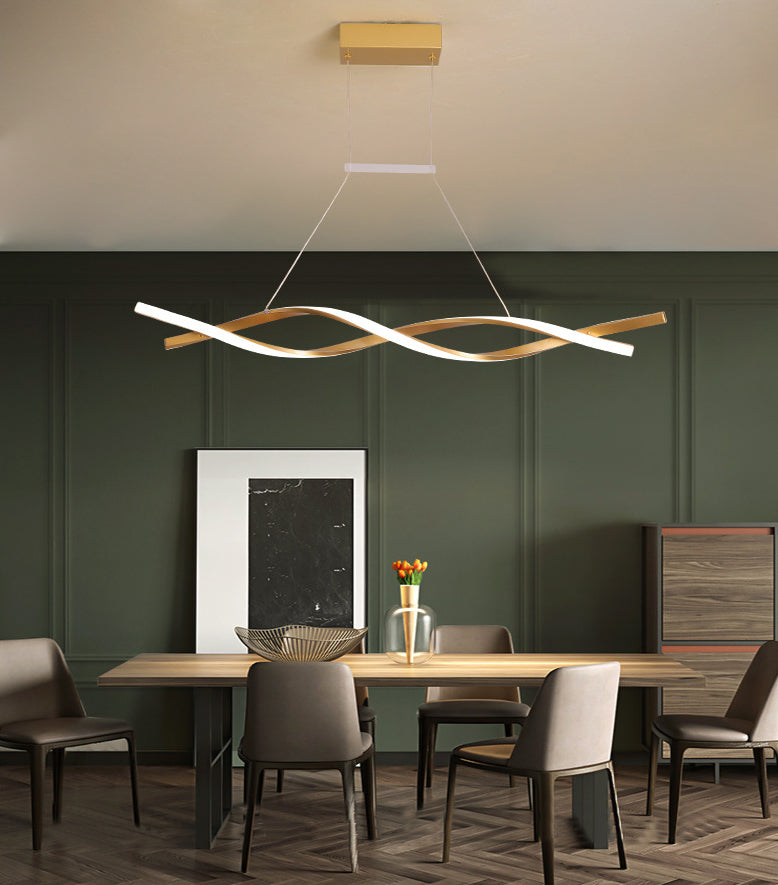Minimalist LED Island Light Nordic Style Winding Lines Suspension Lighting Fixture for Kitchen Bar