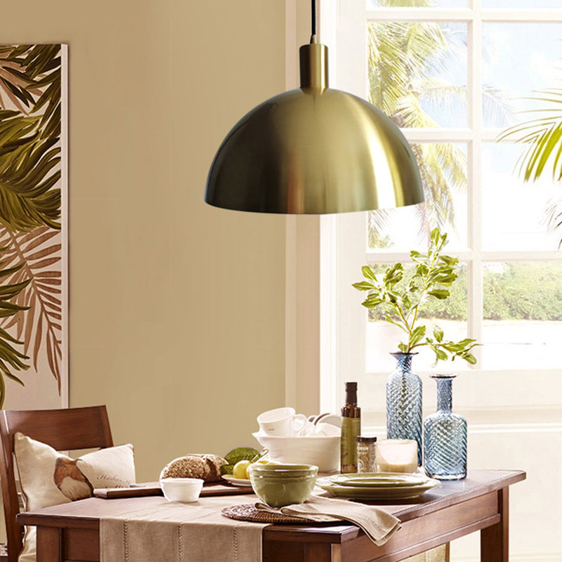 Postmoderne 1-Bulb Suspension Lamp Brass Koepel Paarlamp met metalen schaduw