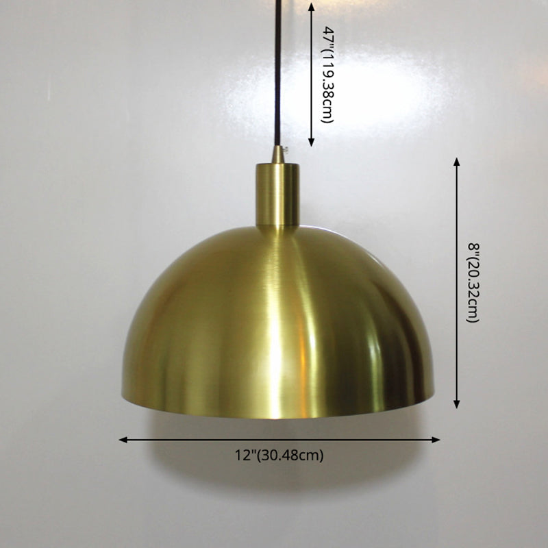 Postmoderne 1-Bulb Suspension Lamp Brass Koepel Paarlamp met metalen schaduw