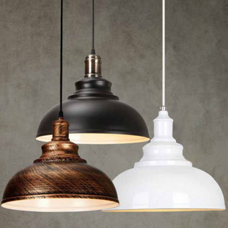 1 Light Dome-Shaped Hanging Lights Retro Industrial Metal Ceiling Fixture for Coffee Shop