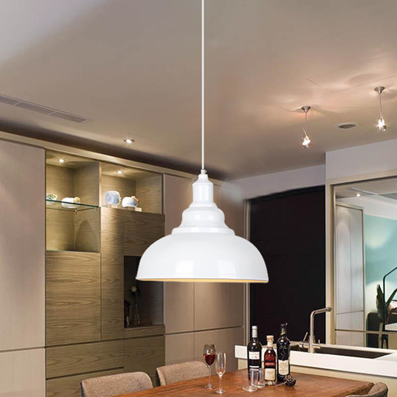 1 Light Dome-Shaped Hanging Lights Retro Industrial Metal Ceiling Fixture for Coffee Shop