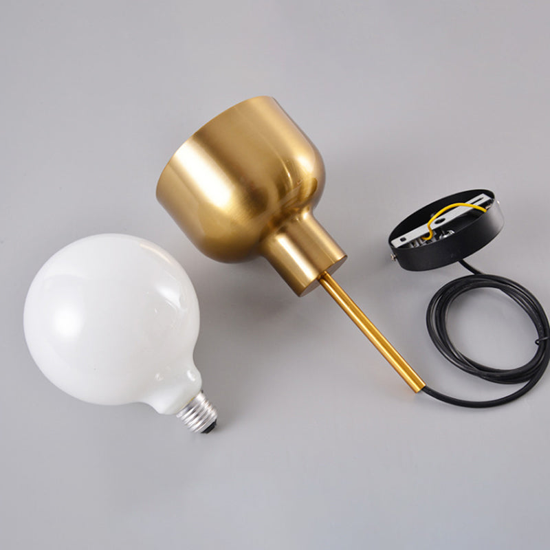 Postmodern Metal Pendant Light 1-Light Small Bedside Suspension Light Fixture in Brass