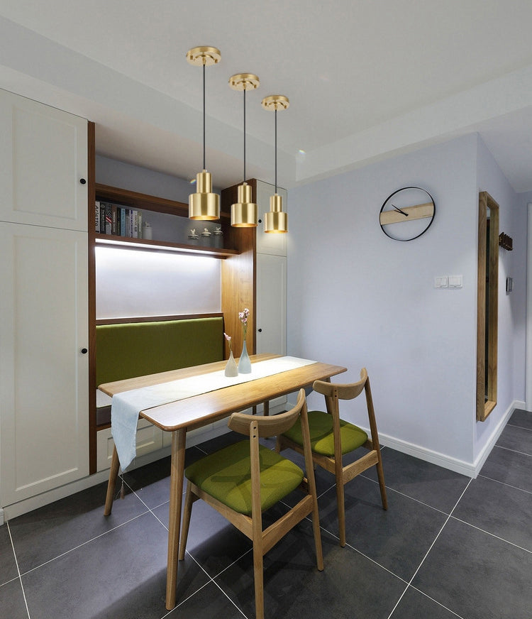 Postmodern Metal Pendant Light 1-Light Small Bedside Suspension Light Fixture in Brass