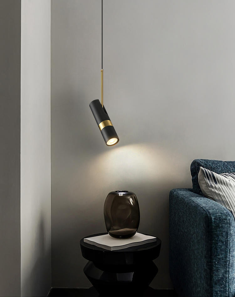 Metall Tubular Spotlight Anhänger postmodern 1 Kopf Rotatable Lesebuchlicht für Schlafzimmer