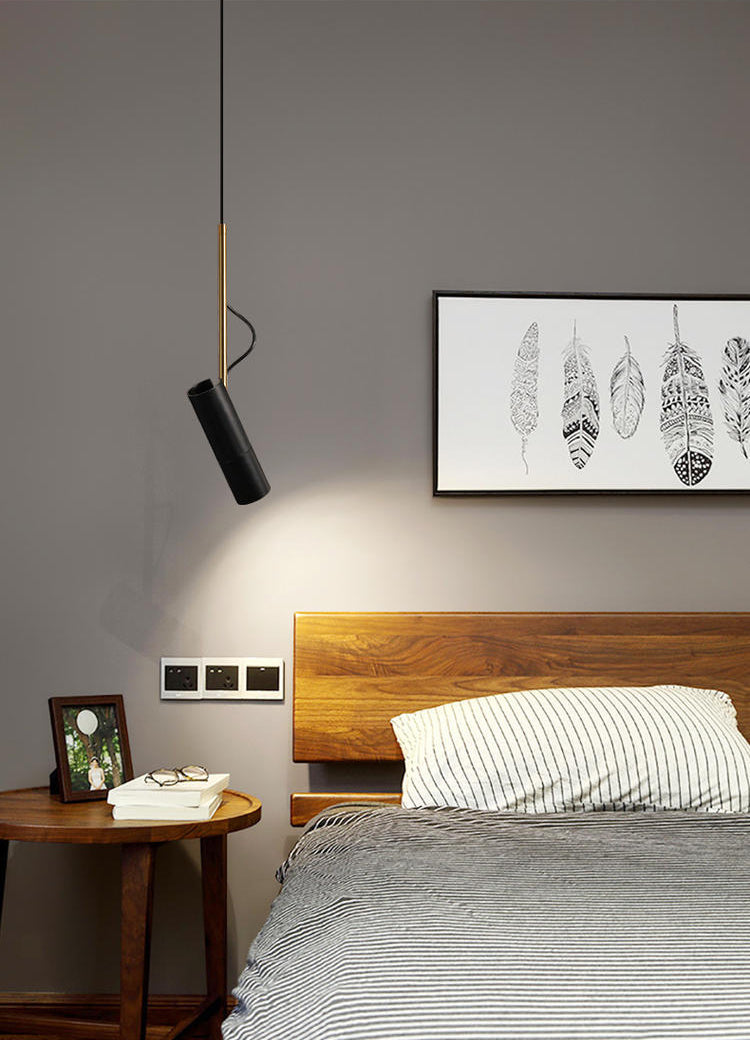 Metall Tubular Spotlight Anhänger postmodern 1 Kopf Rotatable Lesebuchlicht für Schlafzimmer