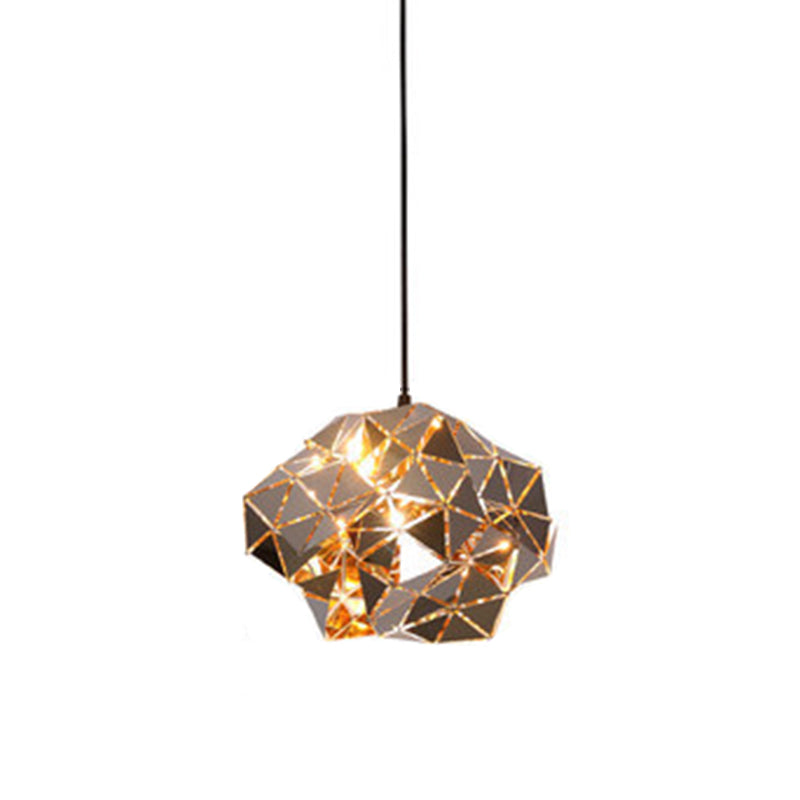 Chrome Laser-Cut Pendant Lamp Decorative Postmodern Stainless Steel Suspension Light