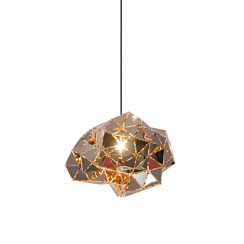 Chrome Laser-Cut Pendant Lamp Decorative Postmodern Stainless Steel Suspension Light
