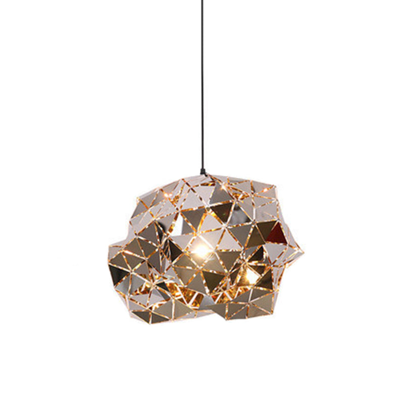 Chrome Laser-Cut Pendant Lamp Decorative Postmodern Stainless Steel Suspension Light