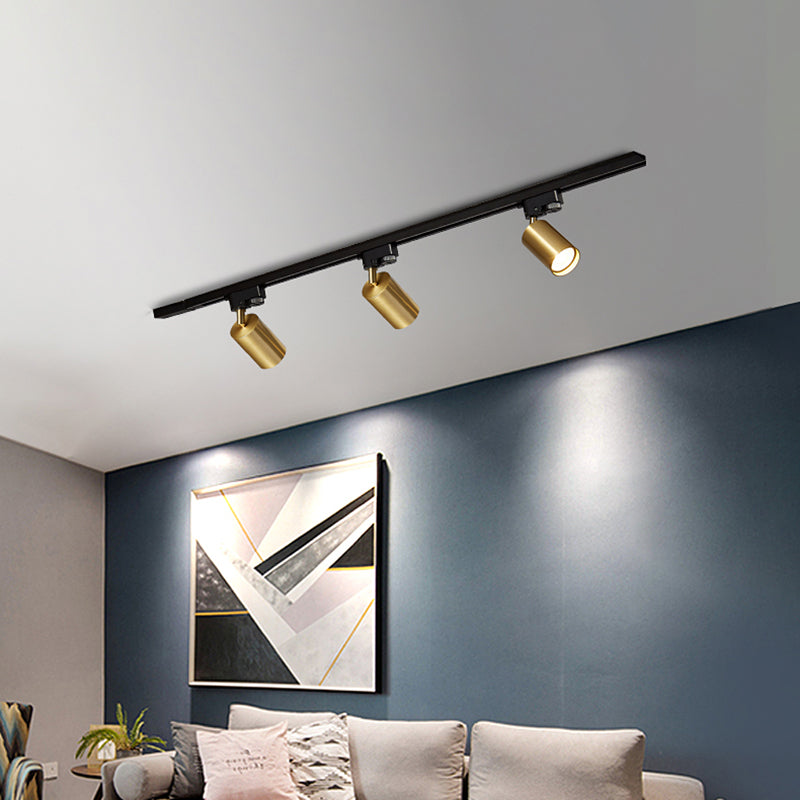 Nordic Cylindrical Metal Track Spotlights Flush Ceiling Track Lighting for Foyer and Cloakroom