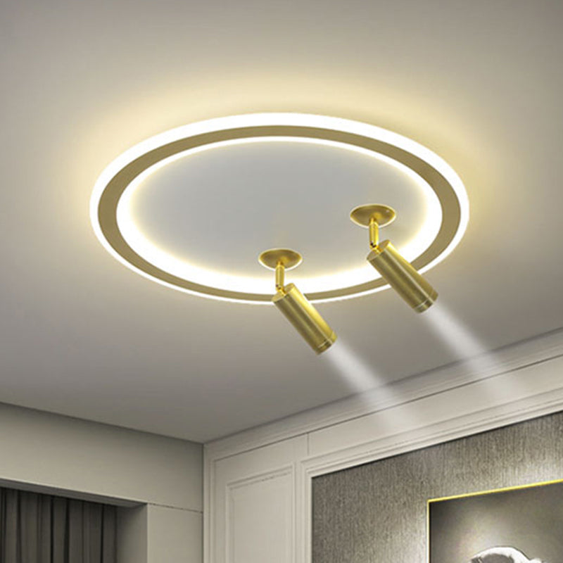 New Modern LED Flush Ceiling Lights Iron Circular Flush Mount Lamp with 2 Spotlights