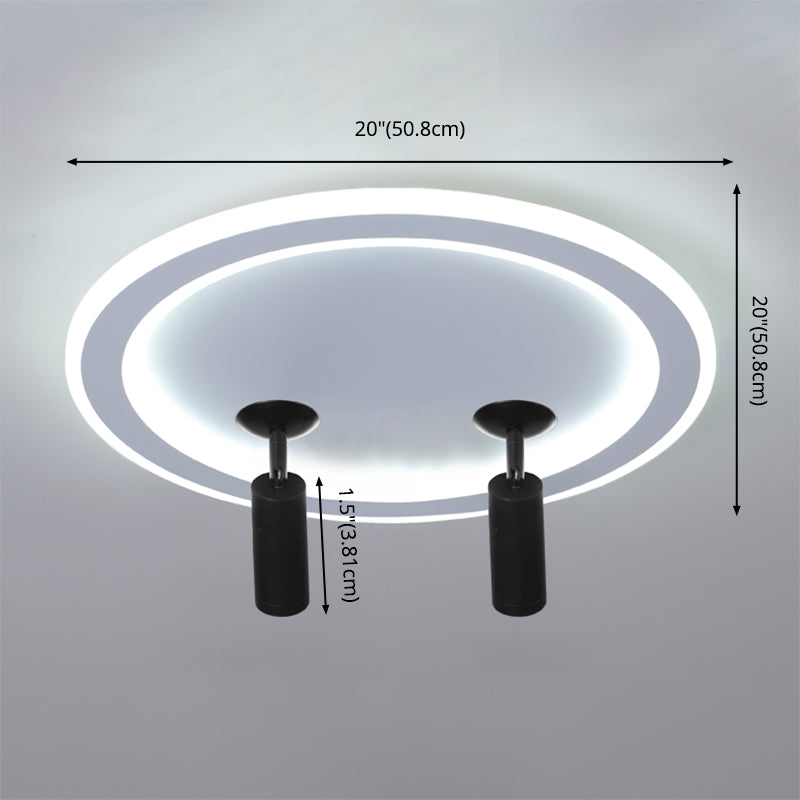 New Modern LED Flush Ceiling Lights Iron Circular Flush Mount Lamp with 2 Spotlights